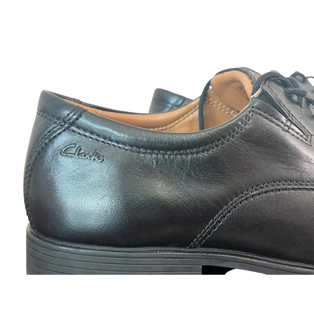 Clarks Collection Mens Black Leather Cap Toe Derby Lace Up Dress Shoes 11 M